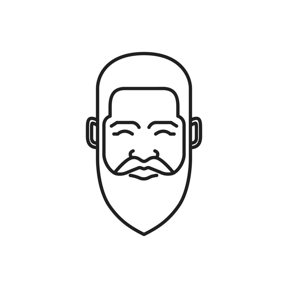 face old man bearded head fashion hairstyle cool line minimal rounded logo design vector