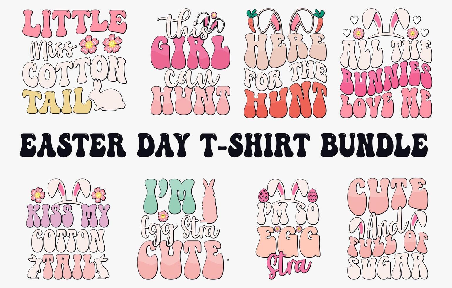 Easter T shirt design Bundle free, Bunny Easter T Shirt set, easter t-shirt vector, Happy Easter day element, bunny t-shirt vector, easter day vector