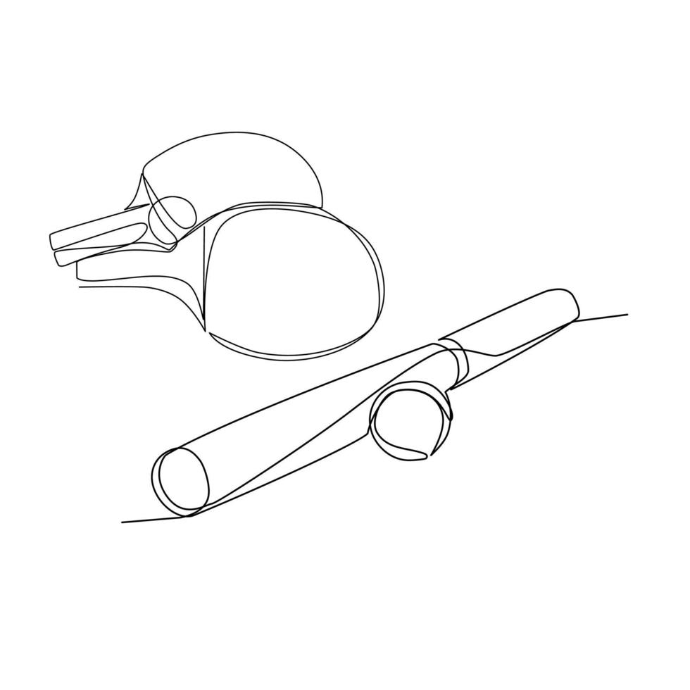 Baseball bat and tennis rackets drawn in line art style vector