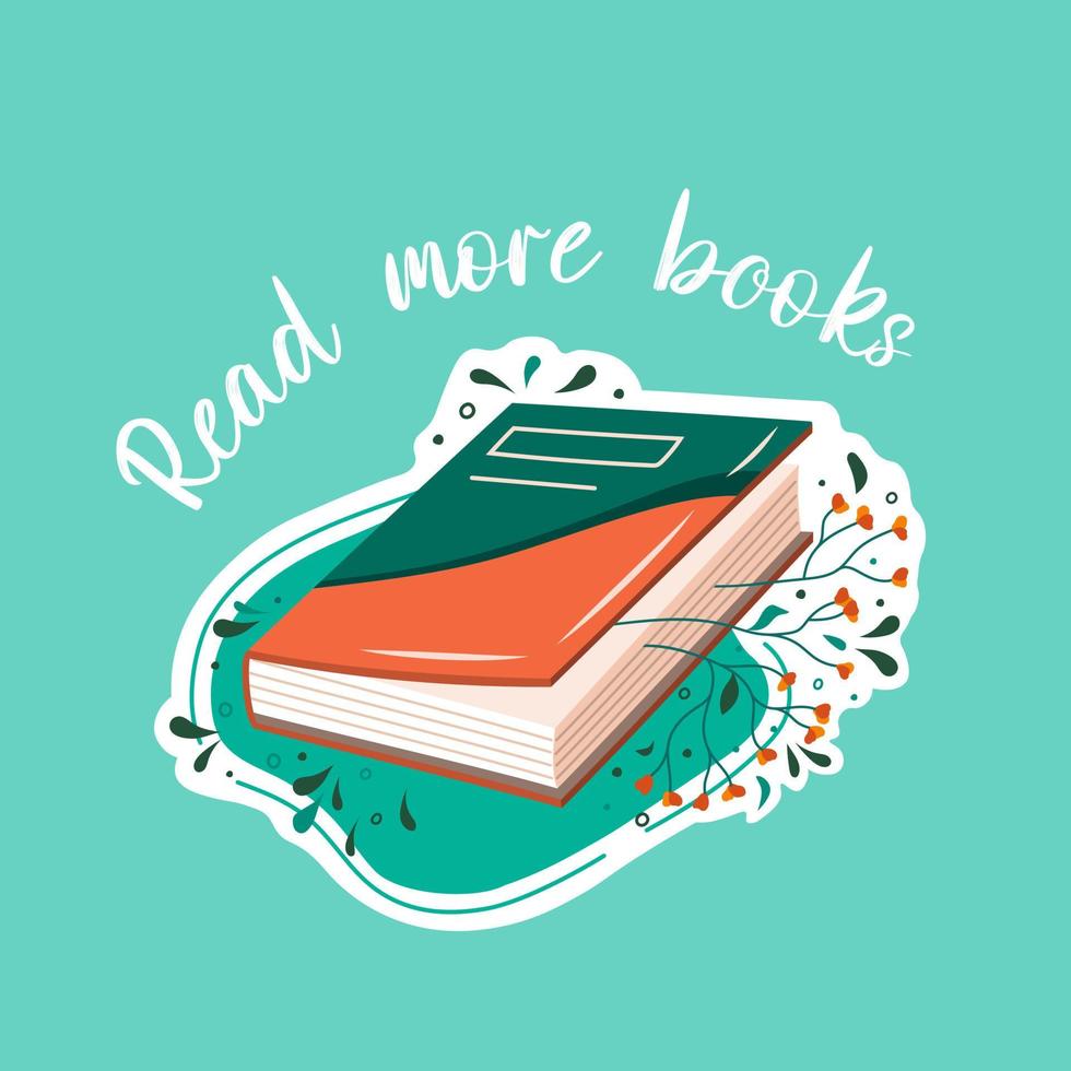 Postcard for world book day. Closed book to read in flat design style with plants. Vector. vector