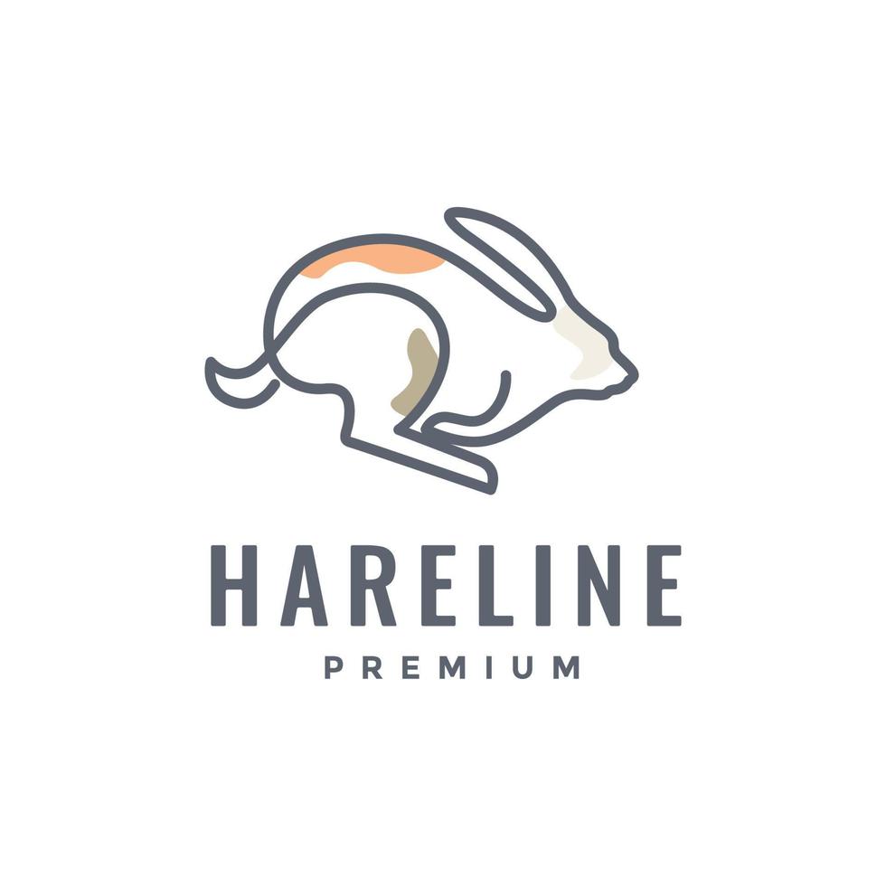 animal pets rabbit hare bunny jumping abstract line art modern colorful logo design vector