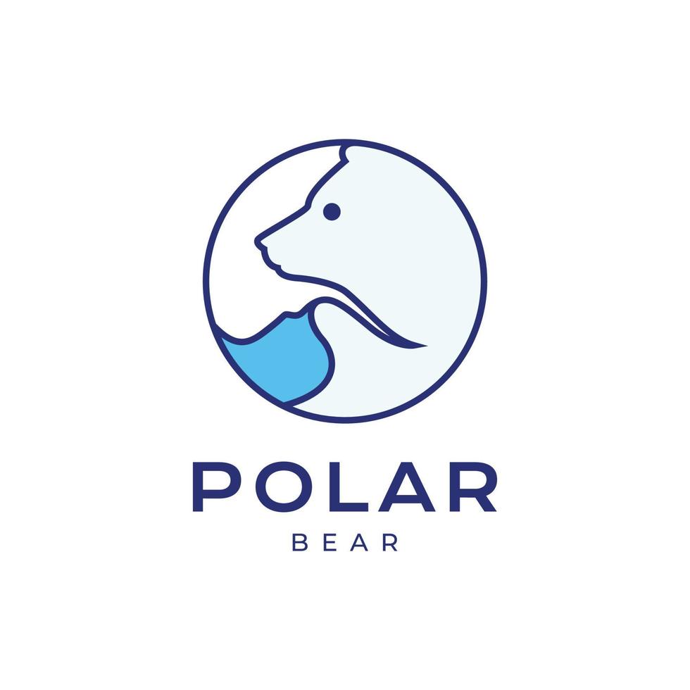 fauna silvestre iceberg polar oso geométrico circulo moderno logo diseño diseño vector