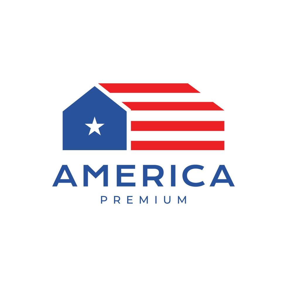 USA america house home warehouse flag colorful modern logo design design vector