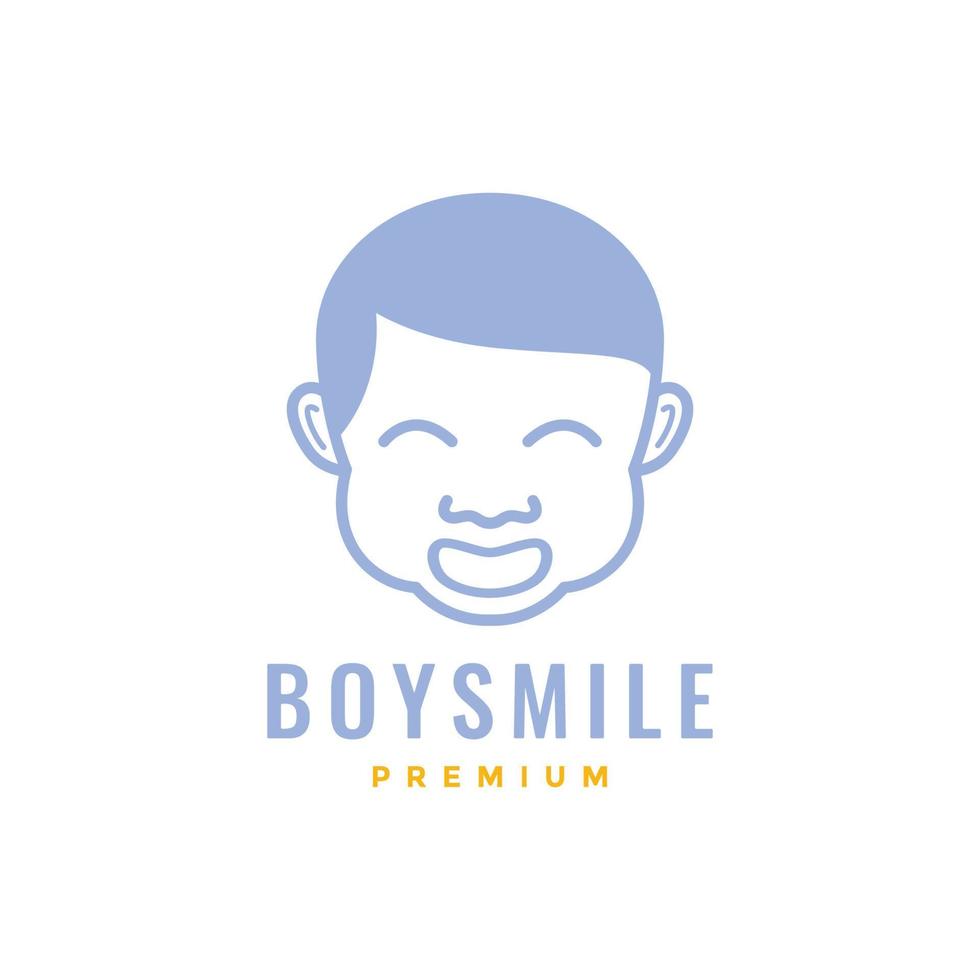 face baby boy smile hair neat cute mascot logo design vector
