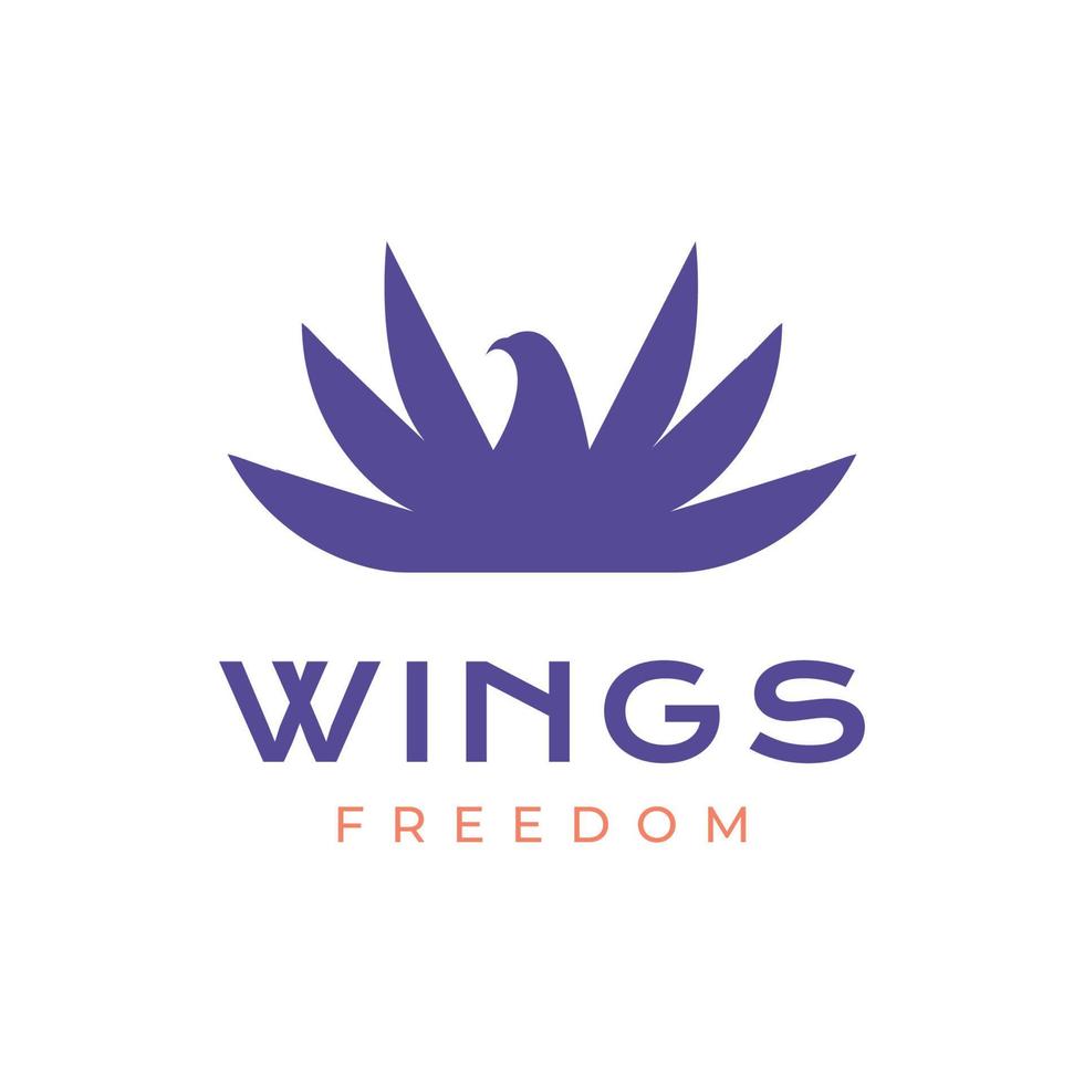 flapping wings eagle falcon modern minimal logo design vector