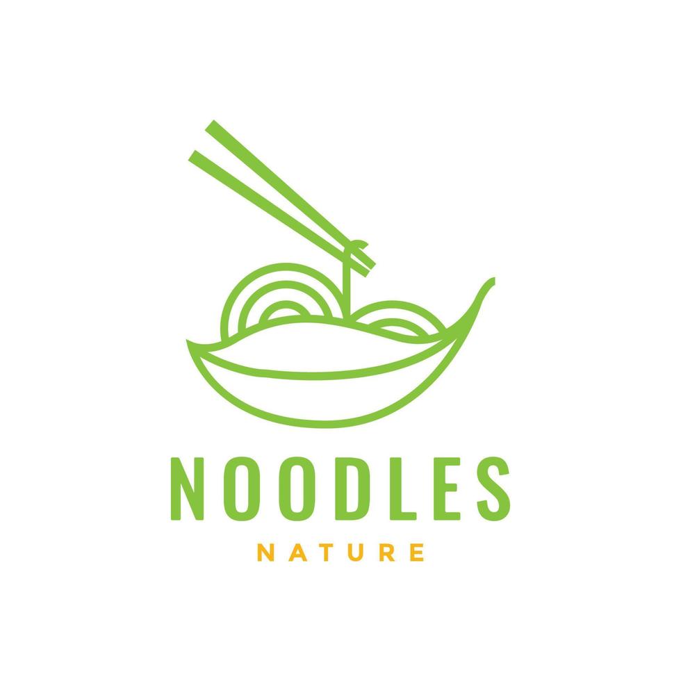 vegetarian noodle food leaves chopstick health green modern logo design vector