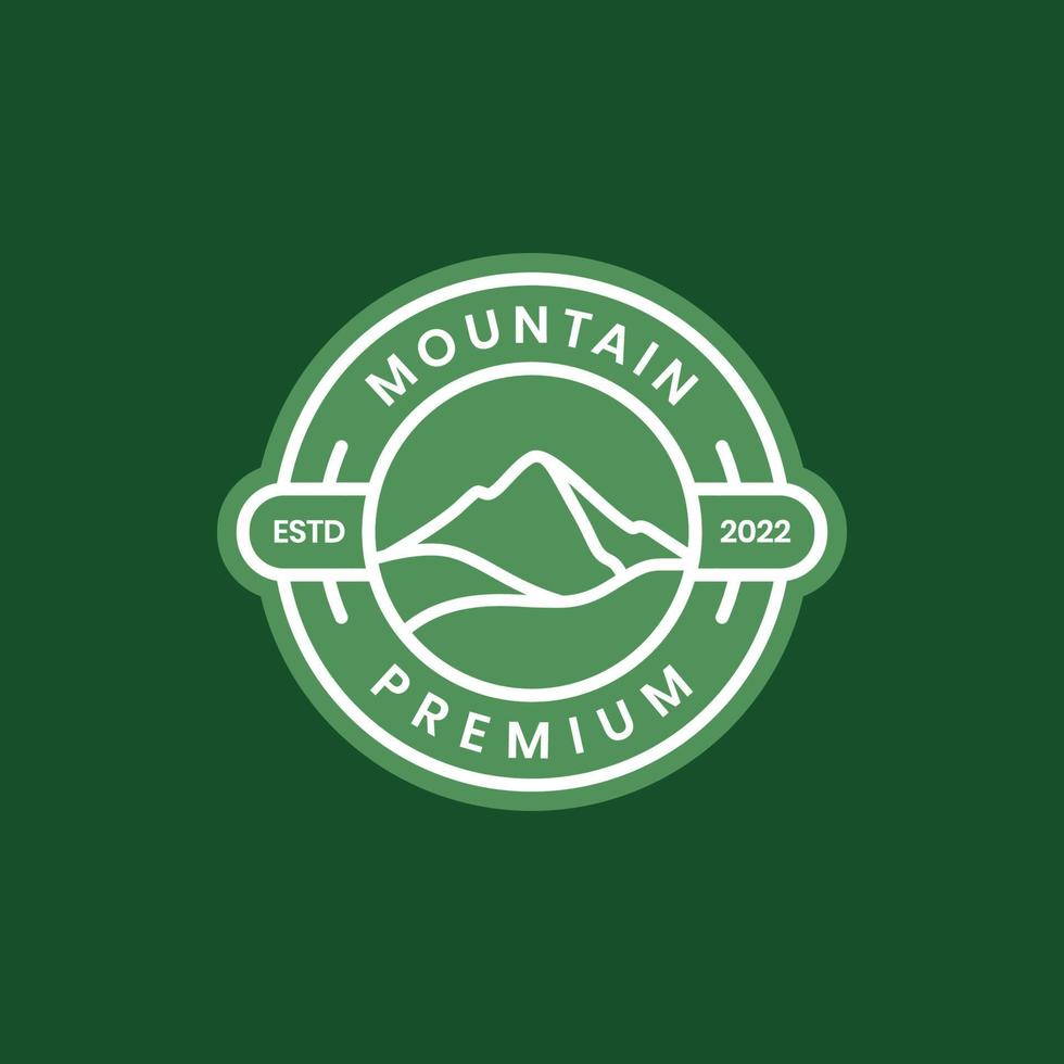 mountain peak hill hill outdoor hiking adventure circle line badge modern logo design vector