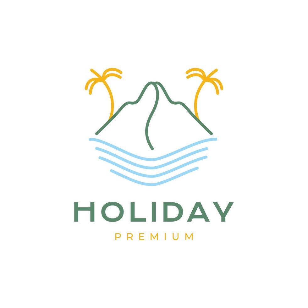 holidays mountain and beach coconut trees nature outdoor relax minimal logo design vector