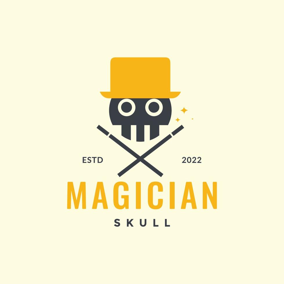 skull cranium hat magician colorful logo design vector