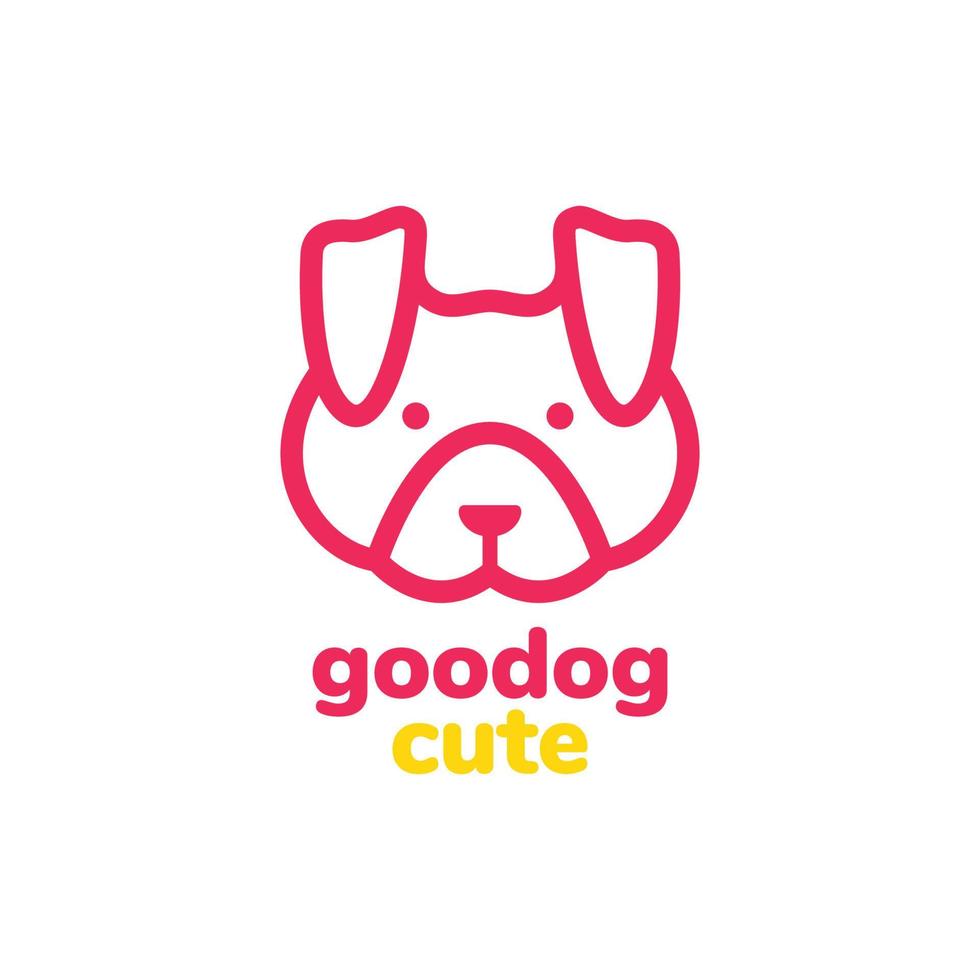 animal pets dog puppy canine paw head long ear cartoon cute mascot minimal line art logo design vector