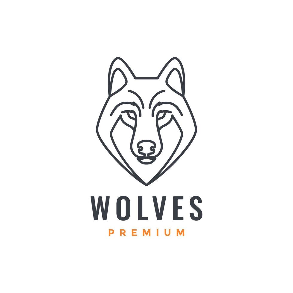 animal beast forest jungle carnivore wolf wolves head minimal logo design vector