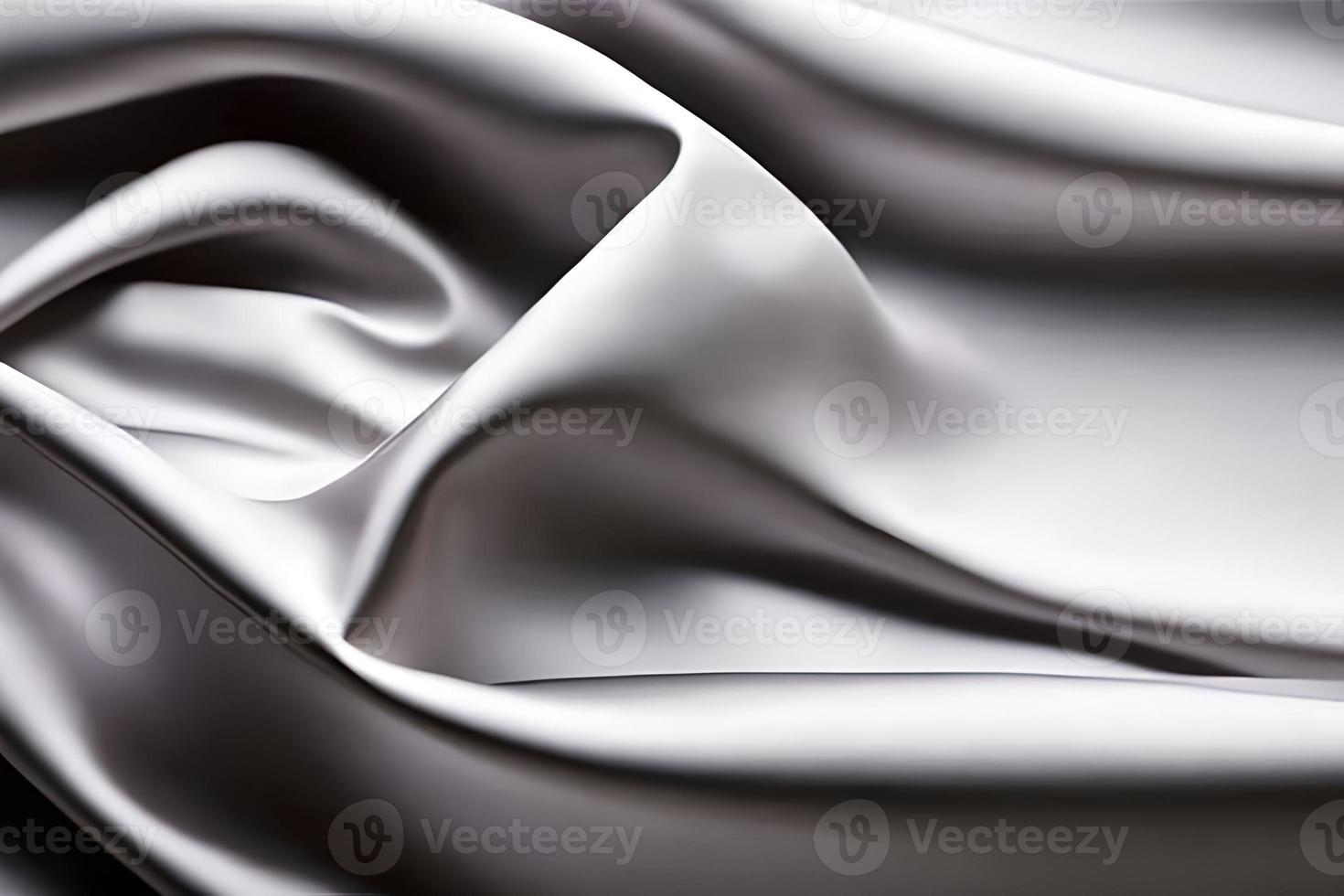 Silver satin or silk fabric wavy texture and pattern background background. photo