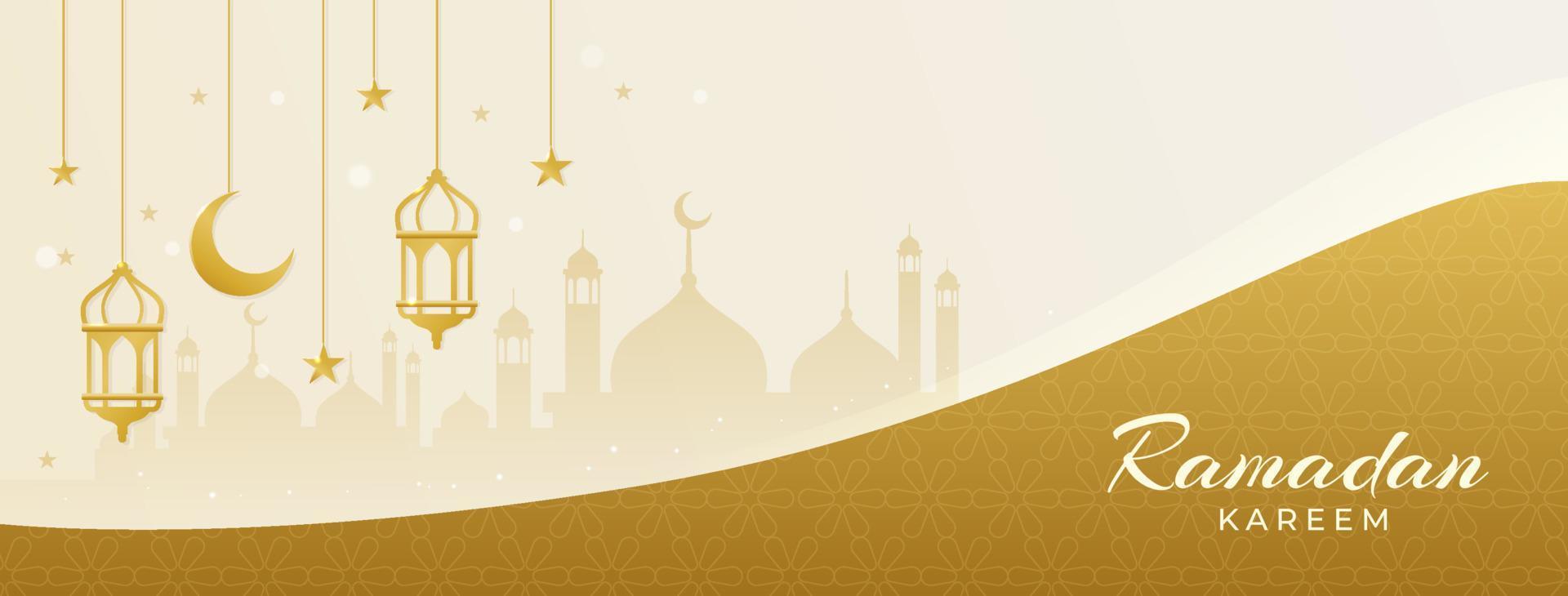 Ramadán kareem islámico horizontal bandera vector