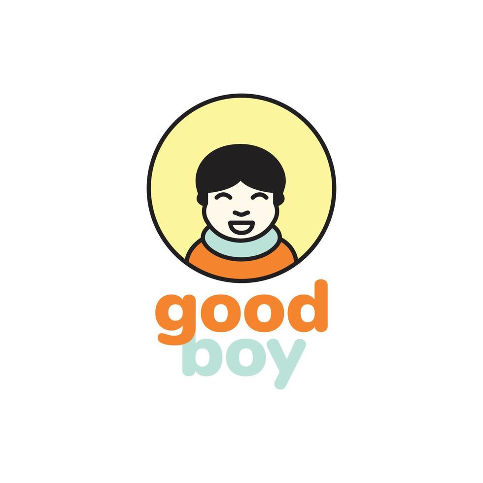 cold boy shawl smile happy cute mascot cartoon circle modern logo design vector