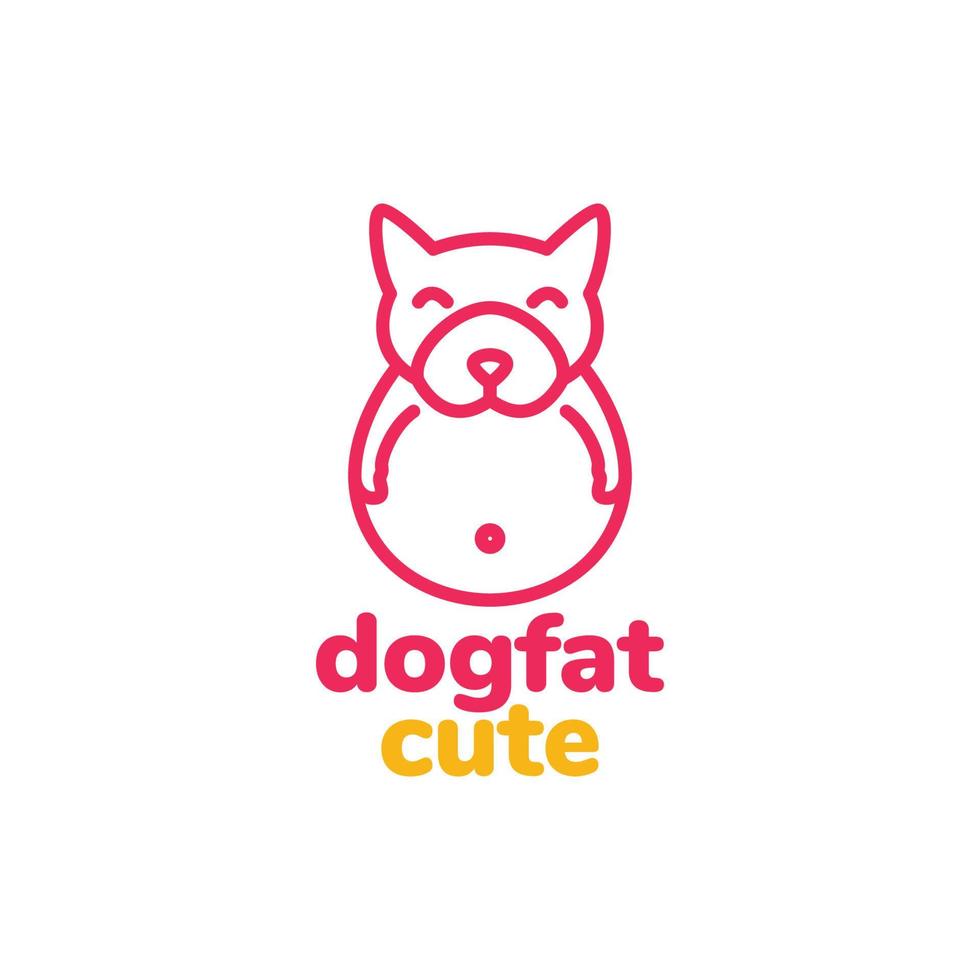 animal pets dog canine paw puppy fat geometric mascot smile line minimal logo design vector