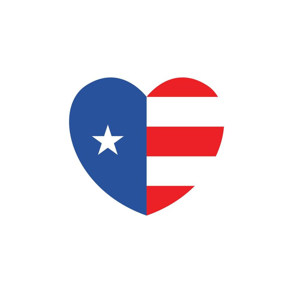 Estados Unidos bandera color amor estrella moderno mínimo logo diseño diseño vector