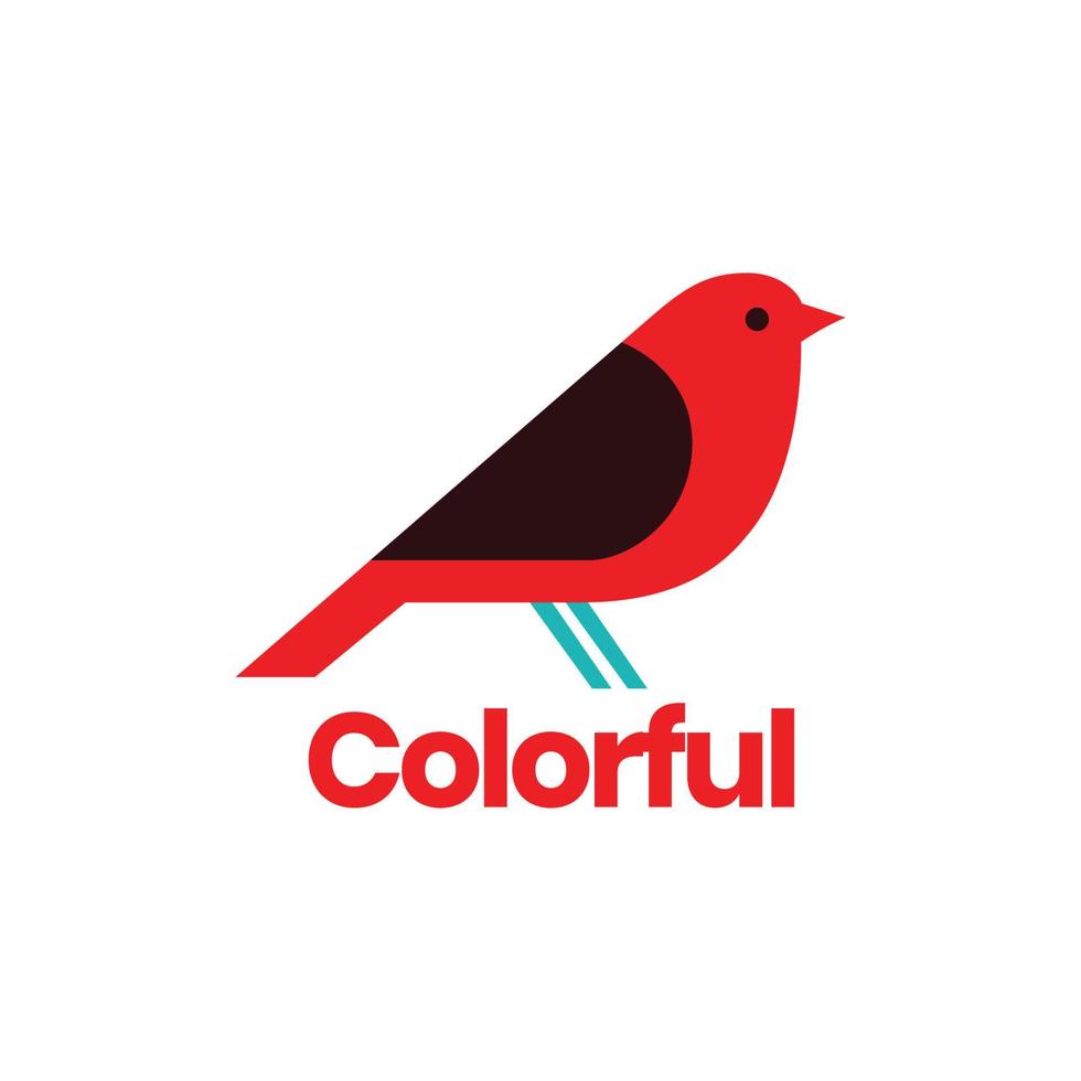 little red bird colorful abstract geometric modern logo design vector