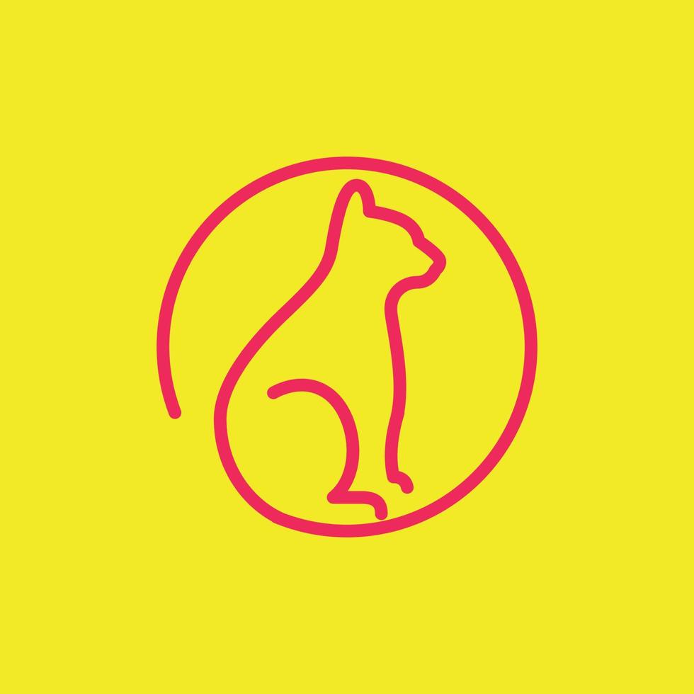 animal mascotas gato gatito gatito largo cruz circulo geométrico moderno sencillo logo diseño vector