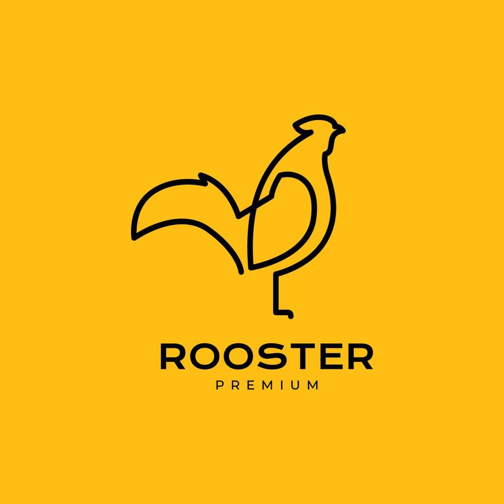 chicken rooster poultry crowing continuous line modern minimalist logo design design vector