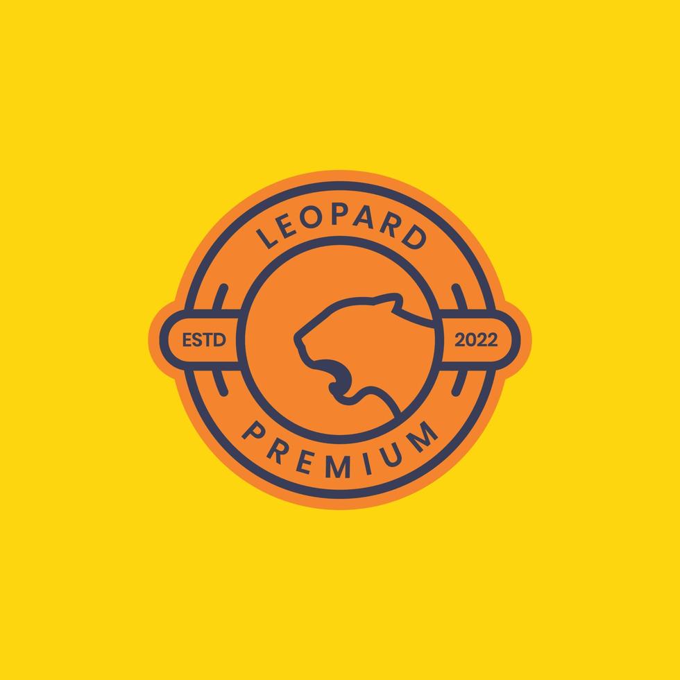 head leopard roar wildlife forest carnivore minimal circle badge logo design vector