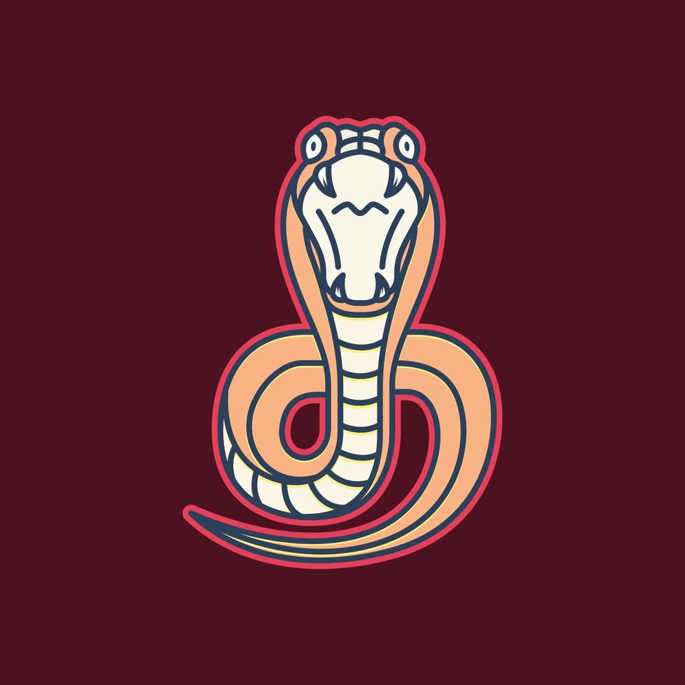 rugido serpiente cobra reptil colmillo vistoso pegatina logo diseño vector