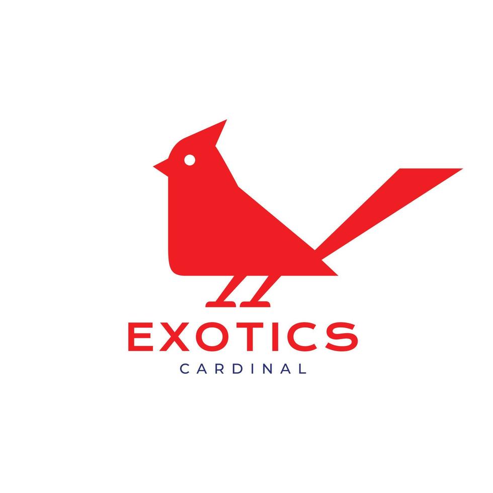 exotic bird cardinal red modern shape clean logo design vector