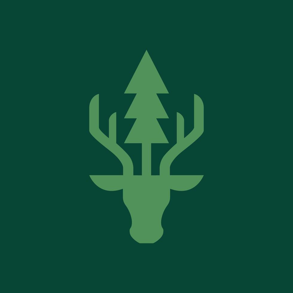 animal forest savanna trees wildlife herbivore deer head horned modern geometric minimal logo design vector