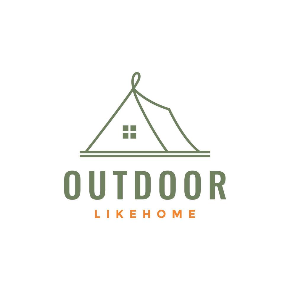 outdoor holiday camp tent relax nature minimal logo design vector