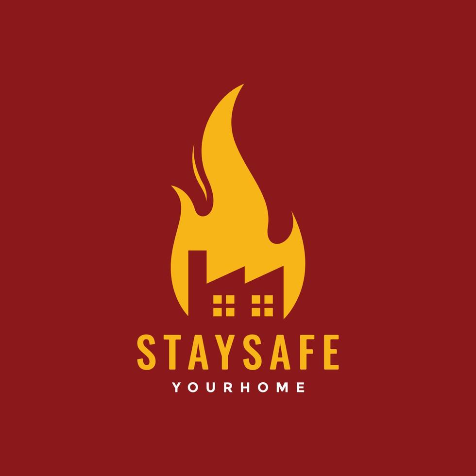 stay safe danger fire flame home company secure flat modern logo design vector