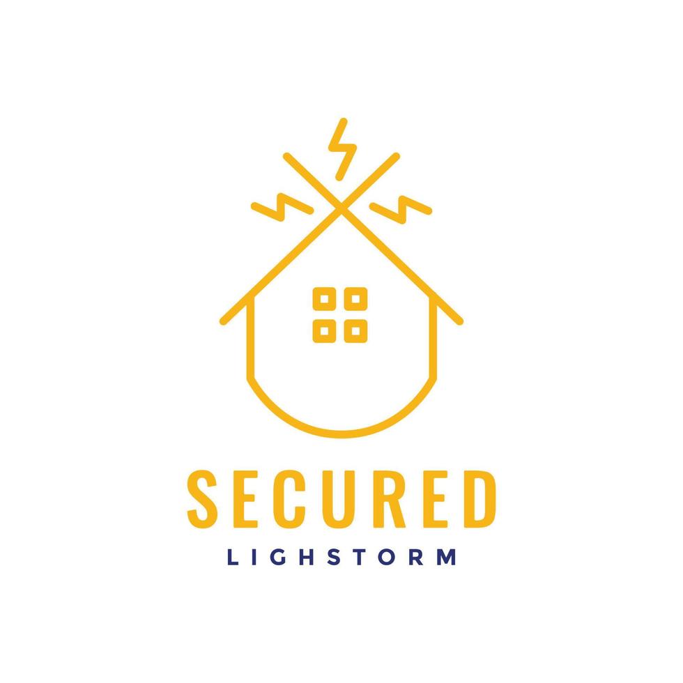 architect structure home secure light storm roof minimal logo design vector