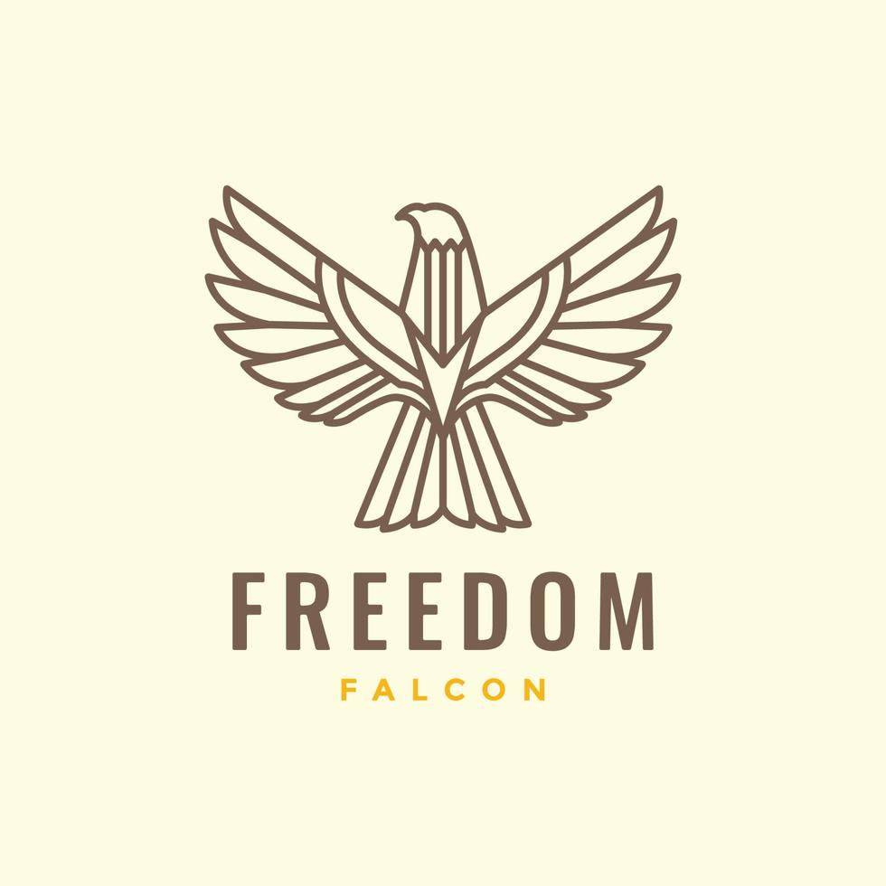 flying bird carnivore falcon freedom wings geometric modern minimal logo design vector
