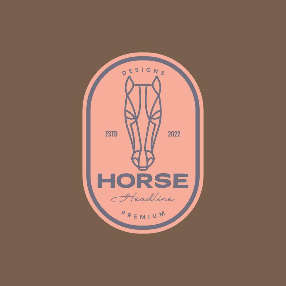 animal livestock cattle horse head polygonal line badge vintage logo design vector