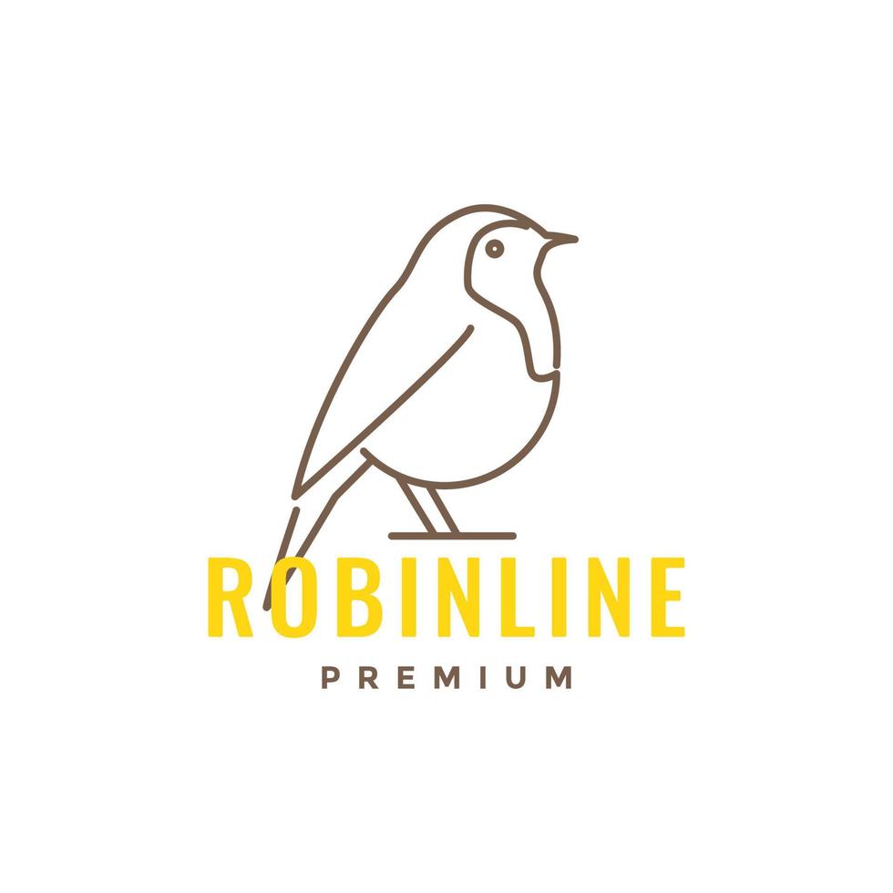 exotic bird beauty american robin line art simple modern logo design vector