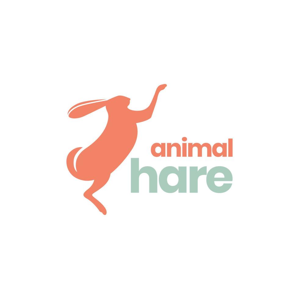 pets rabbit hare bunny jump modern shape minimal logo design vector