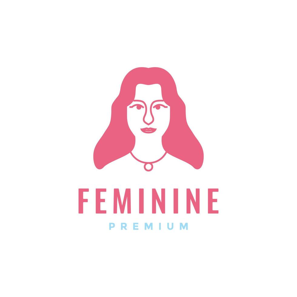 beauty feminine face women longest hair salon treatment mascot logo design vector