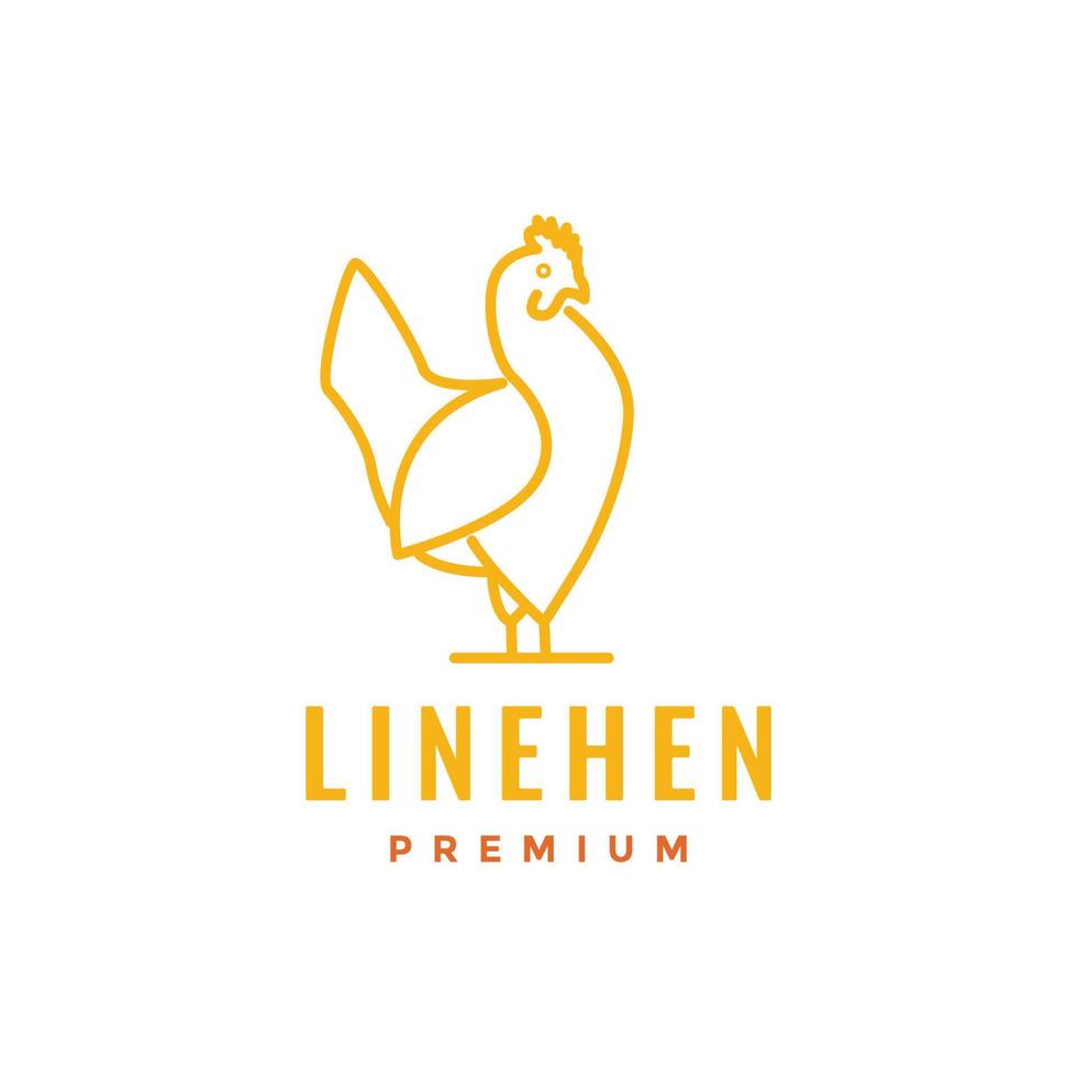aves de corral granja gallina pollo línea mínimo logo diseño vector