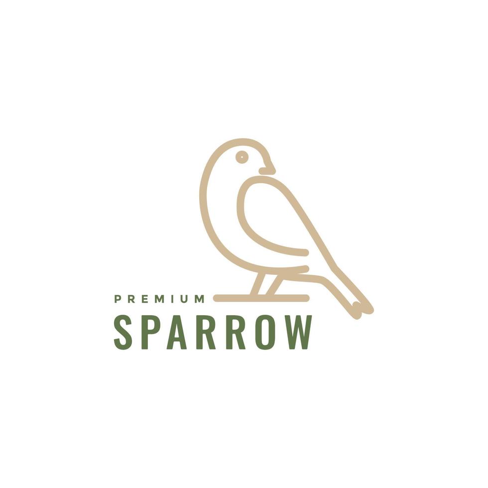 bird sparrow perched branch line modern minimal logo design vector