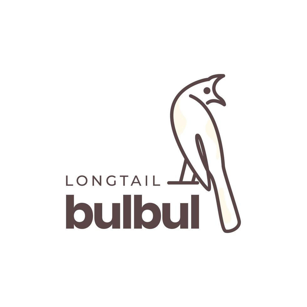 exótico pájaro largo cruz bulbul línea resumen moderno logo diseño vector