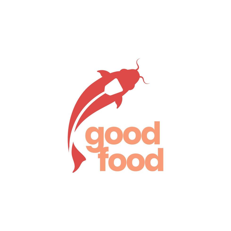 food cooking catfish spatula fried street food taste modern logo design vector