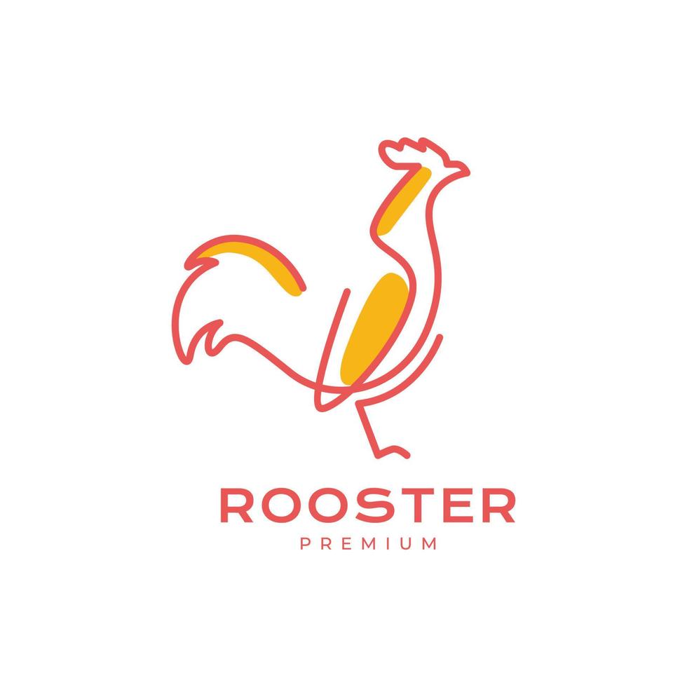 chicken rooster poultry with lines art style abstract minimal logo design vector icon