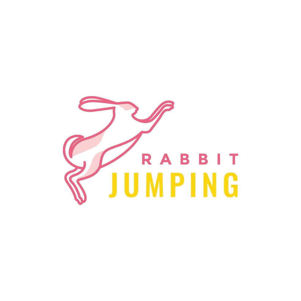 rabbits hare bunny jump pets feminine line modern abstract logo design vector