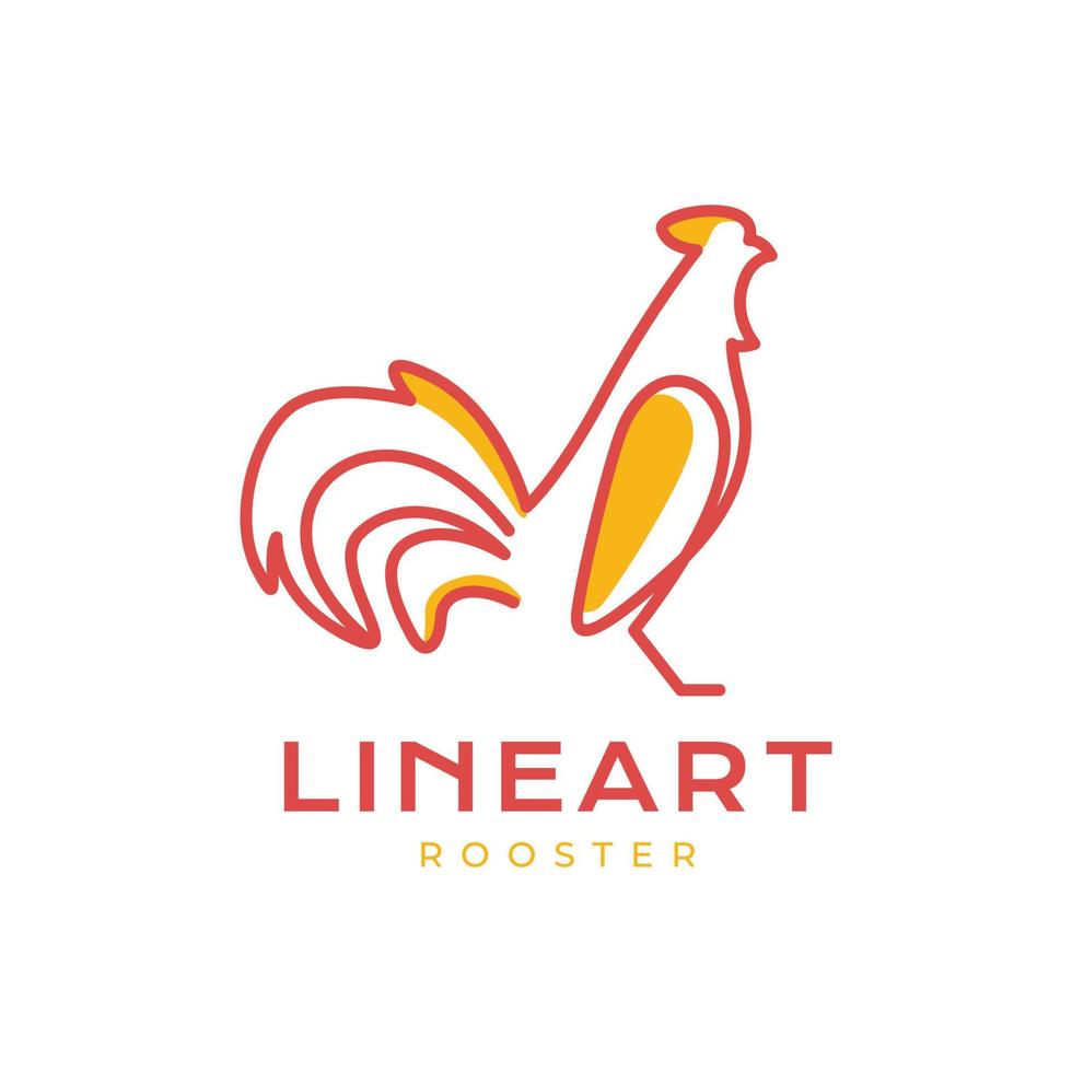 chicken rooster poultry with lines art style abstract minimal logo design vector icon