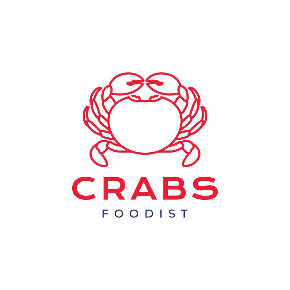 crabs seafood cooking fried crunch taste food line minimal modern logo design vector
