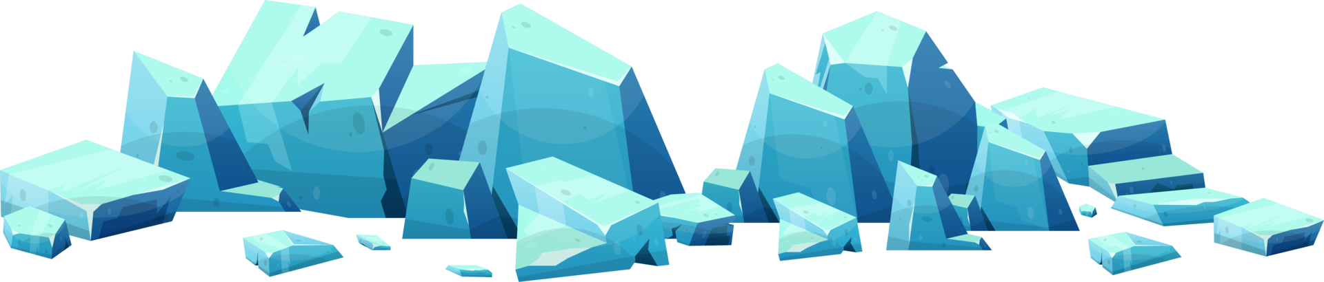 Blue ice crystal in cartoon style png