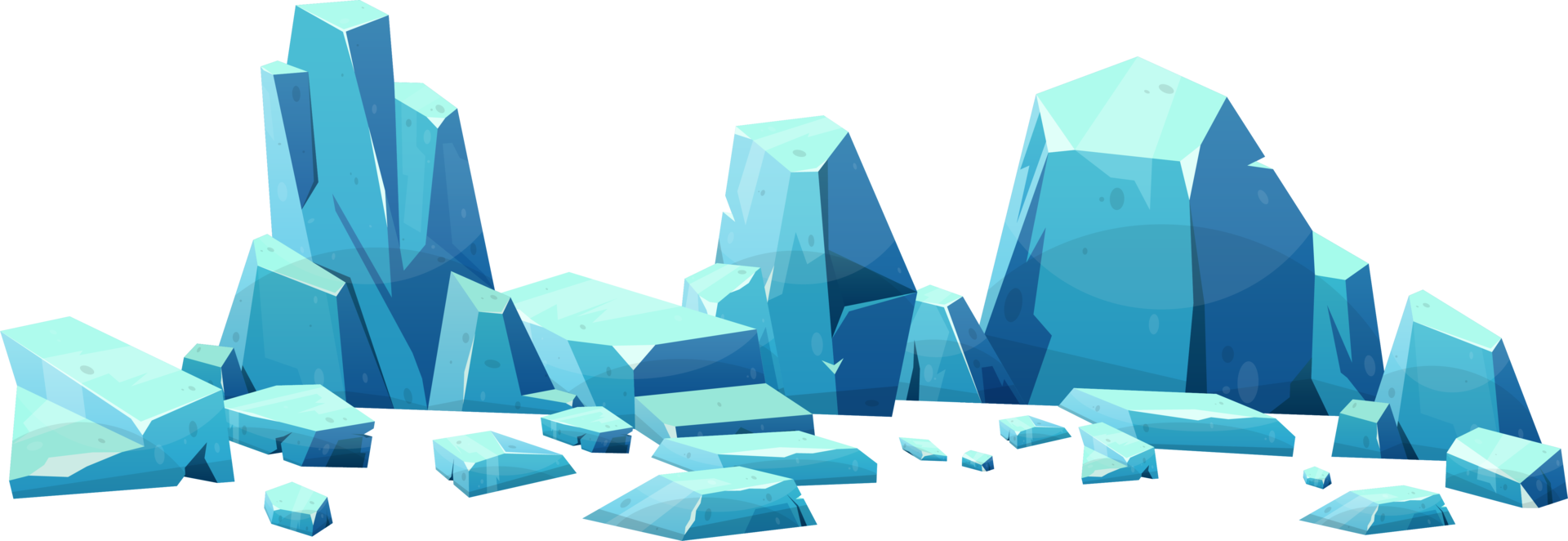 Blue ice crystal in cartoon style png