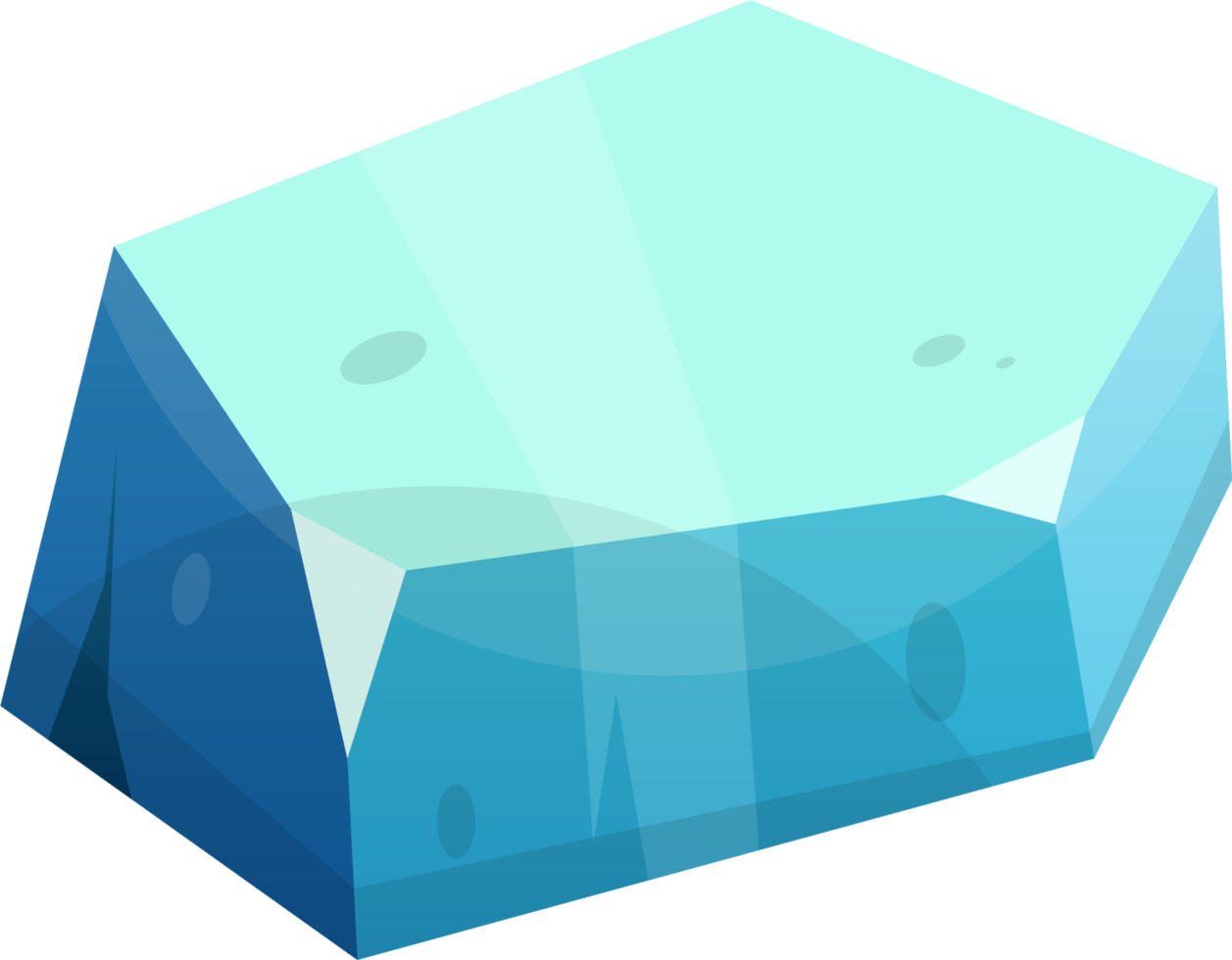 Blue ice crystal in cartoon style png