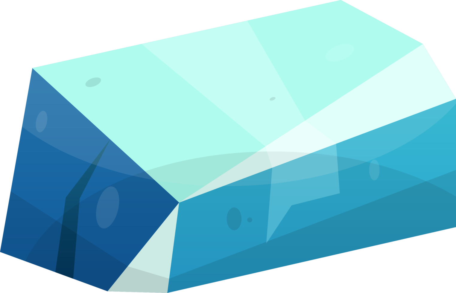 Blue ice crystal in cartoon style png