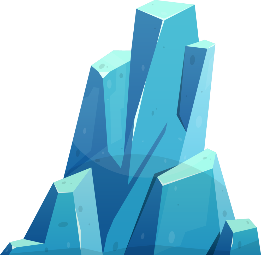 blauw ijs kristal in tekenfilm stijl png