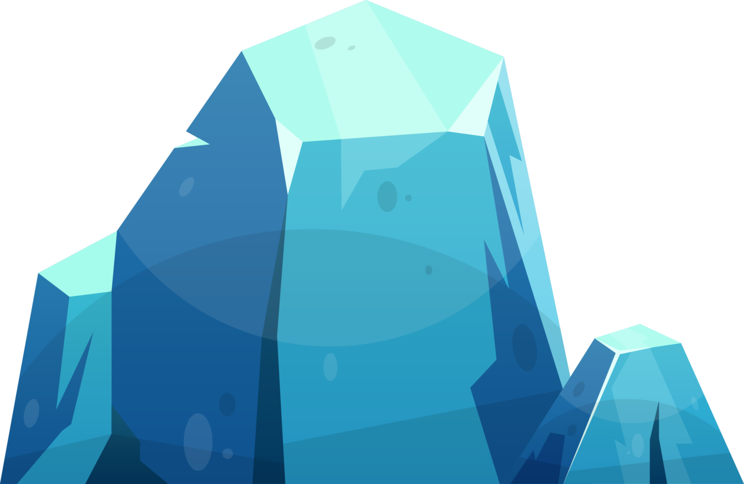 Blue ice crystal in cartoon style png