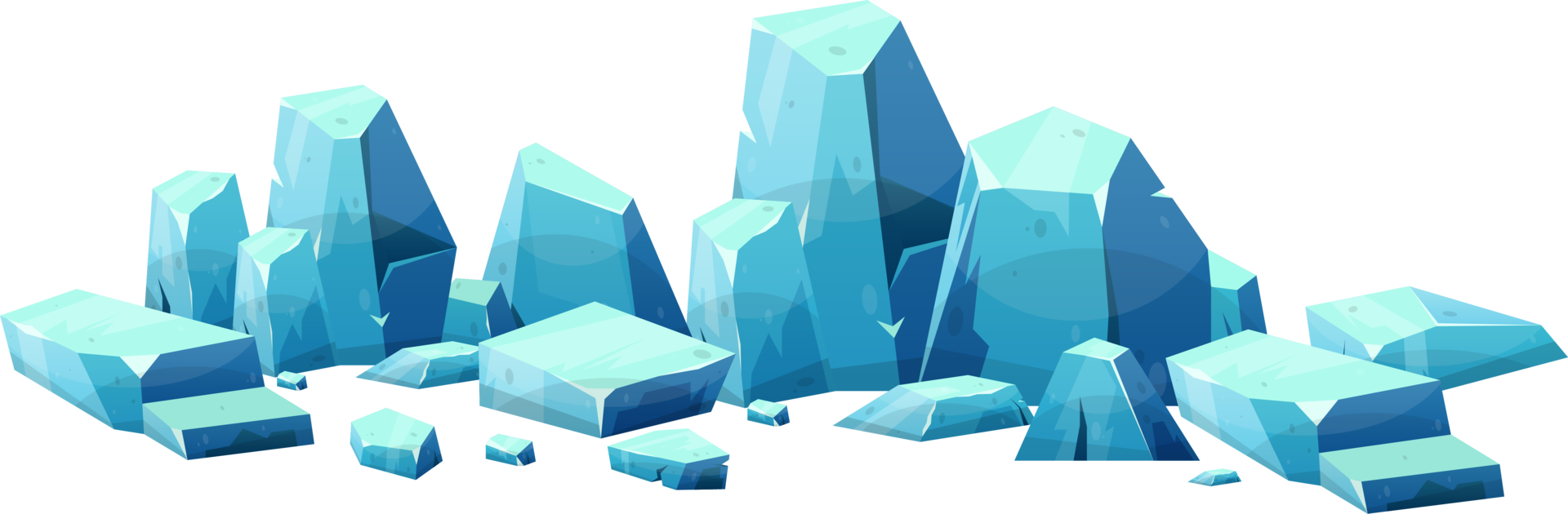 Blue ice crystal in cartoon style png